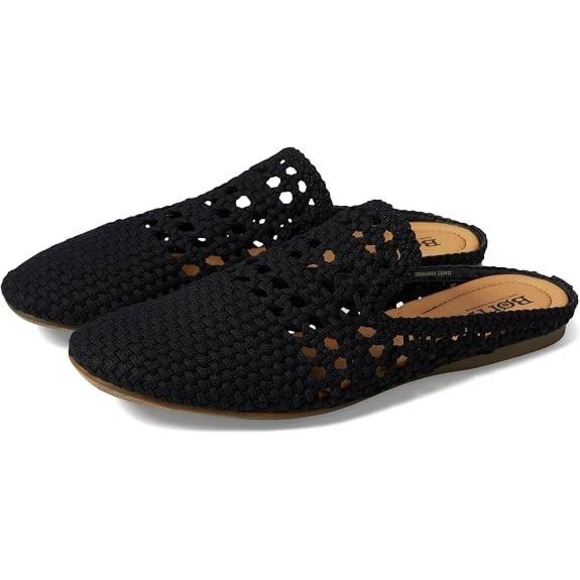 Born Shoes - Born Womens Black Woven Fabric Mules‎ Slip On Flats Slides Knit Beach 7 M